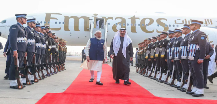 भारत दौरे पर यूएई के राष्ट्रपति शेख नाहयान, पीएम मोदी ने किया स्वागत